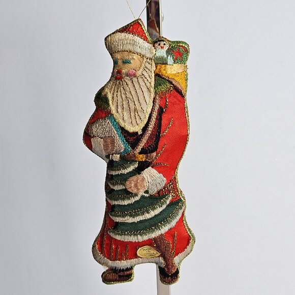 Embroidered Santa Ornament Vtg St. Nick Old World Father Christmas Decor - Picture 3 of 13